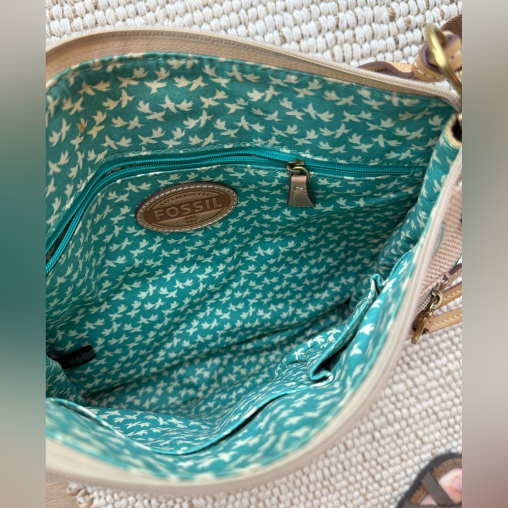 Fossil Cream and Blue Polka Dot Crossbody Bag - Picture 8 of 8